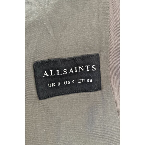 AllSaints Aiya Utility Jacket Olive Green Sz 4 Boho Preppy Military Flaw - Picture 5 of 12